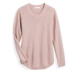 Honey Punch Dusty Rose Textured Crew Neck Sweater